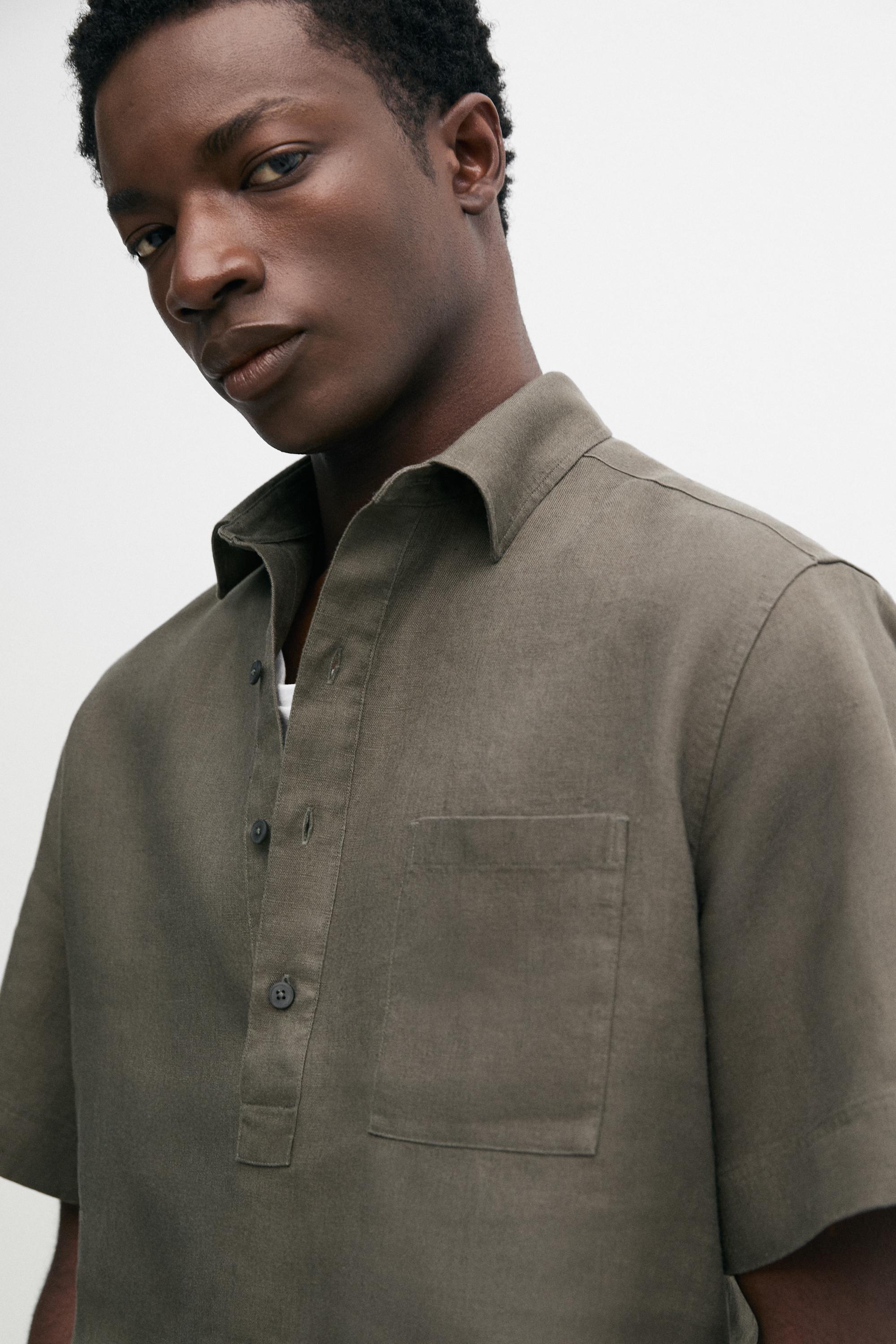 100% linen regular fit polo shirt